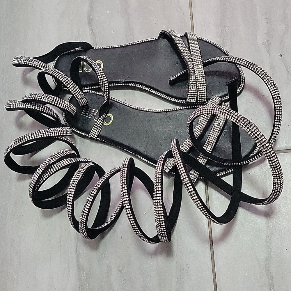 EGO Women's Strappy Slippers with Rhinestone Details Size 5
